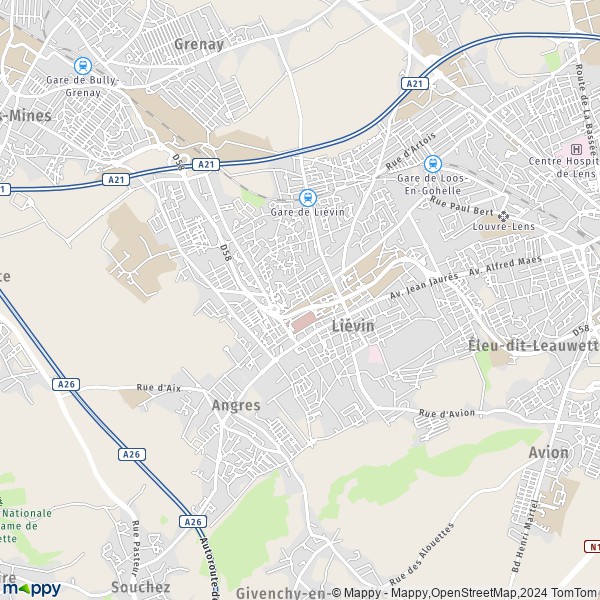 La carte pour la ville de Liévin 62800