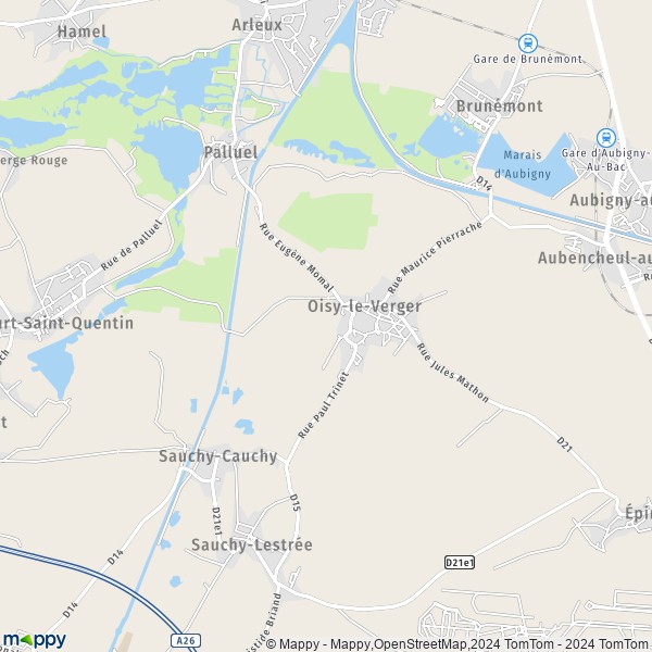 La carte pour la ville de Oisy-le-Verger 62860