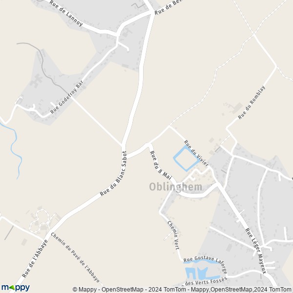 La carte pour la ville de Oblinghem 62920