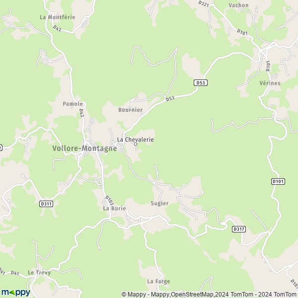 La carte pour la ville de Vollore-Montagne 63120