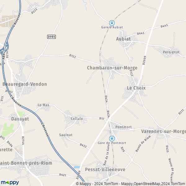 La carte pour la ville de Chambaron-sur-Morge 63200