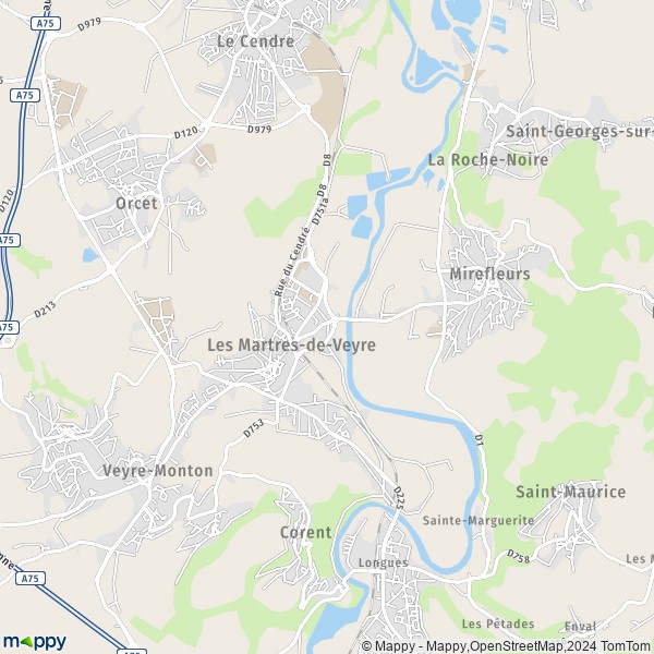 La carte pour la ville de Les Martres-de-Veyre 63730