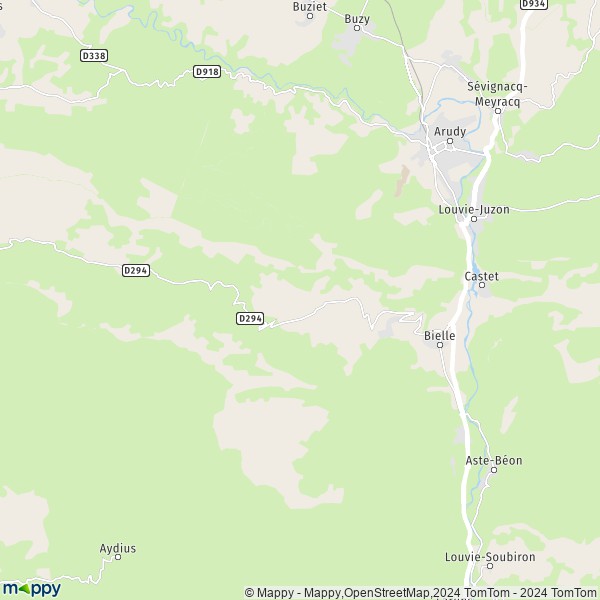 La carte pour la ville de Bilhères 64260