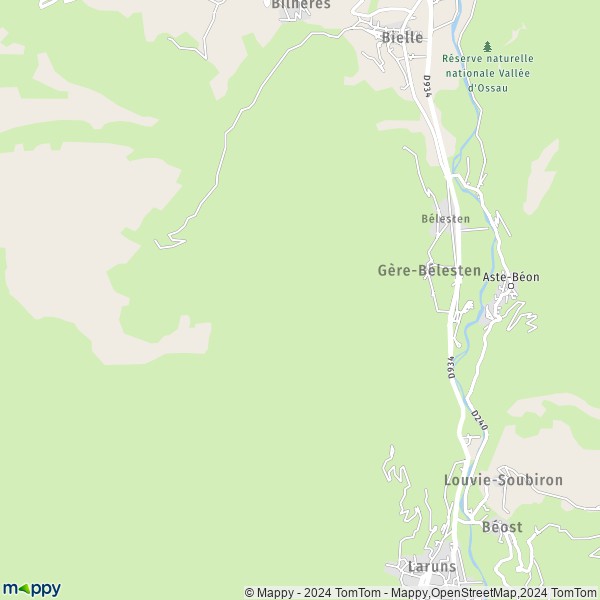 La carte pour la ville de Gère-Bélesten 64260