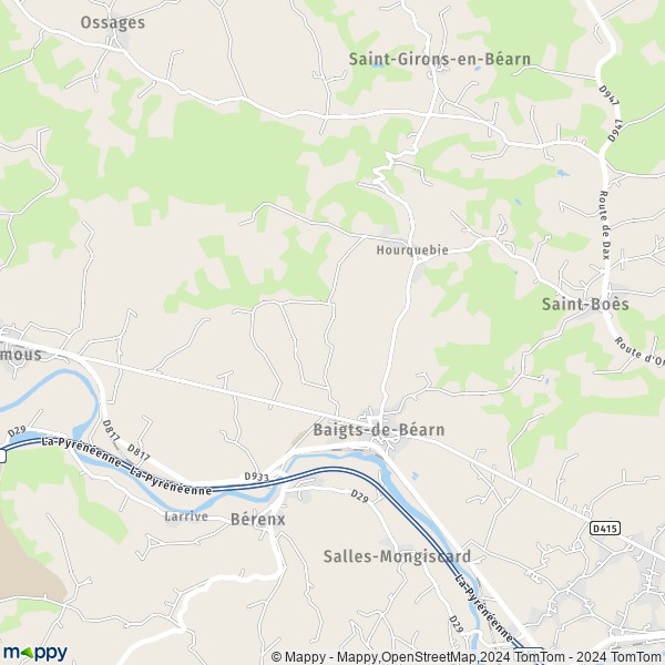 La carte pour la ville de Baigts-de-Béarn 64300