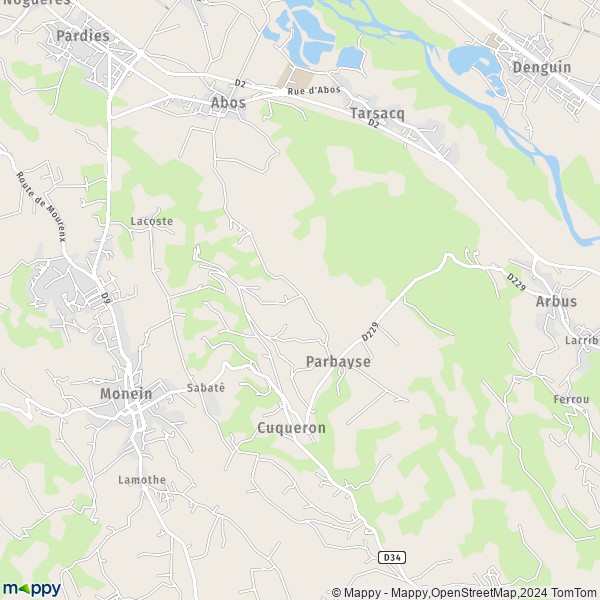 La carte pour la ville de Parbayse 64360