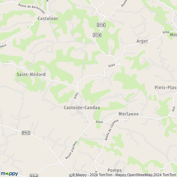 La carte pour la ville de Casteide-Candau 64370