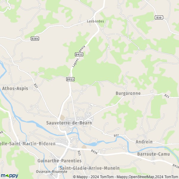 La carte pour la ville de Sauveterre-de-Béarn 64390