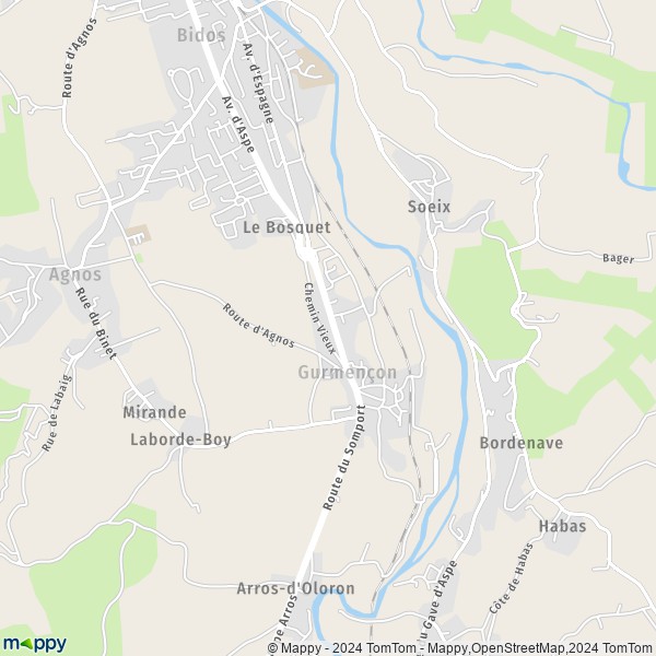 La carte pour la ville de Gurmençon 64400