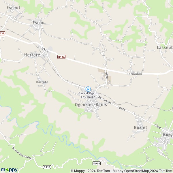 La carte pour la ville de Ogeu-les-Bains 64680