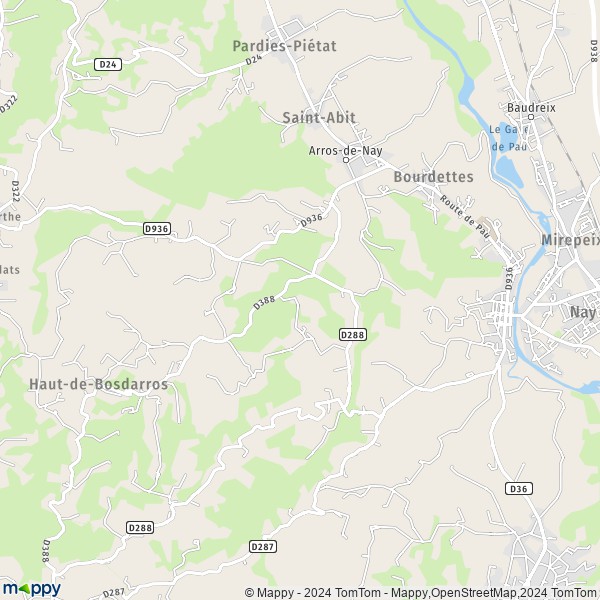 La carte pour la ville de Arros-de-Nay 64800