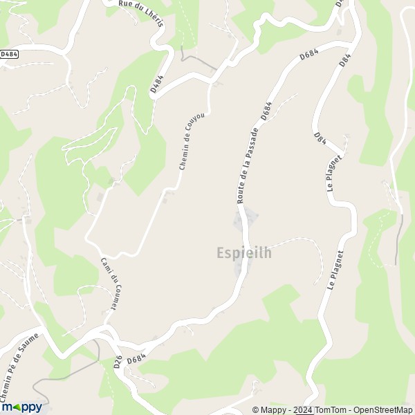 La carte pour la ville de Espieilh 65130