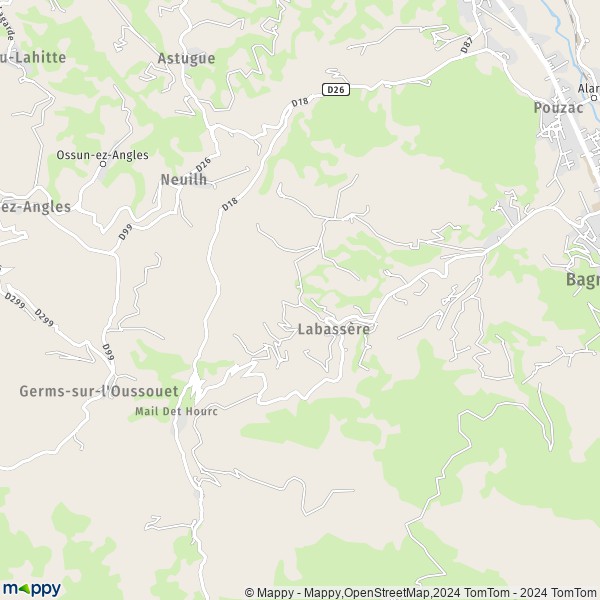 La carte pour la ville de Labassère 65200