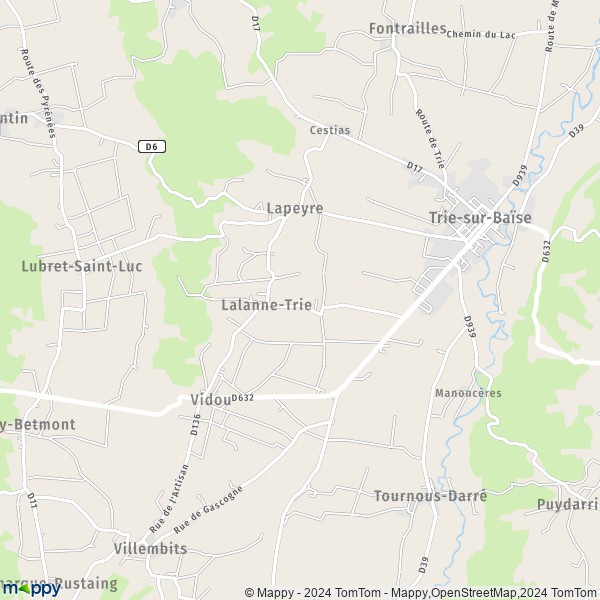 La carte pour la ville de Lalanne-Trie 65220