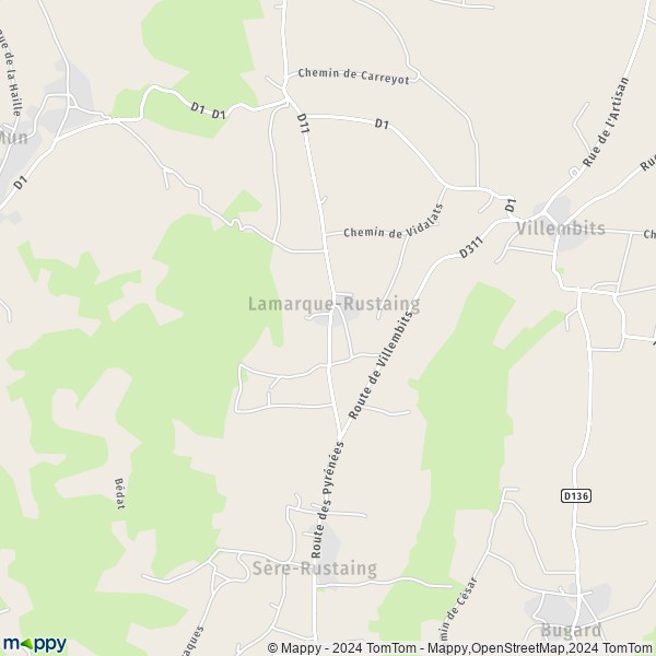 La carte pour la ville de Lamarque-Rustaing 65220
