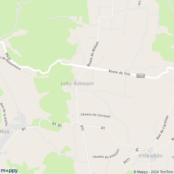 La carte pour la ville de Luby-Betmont 65220