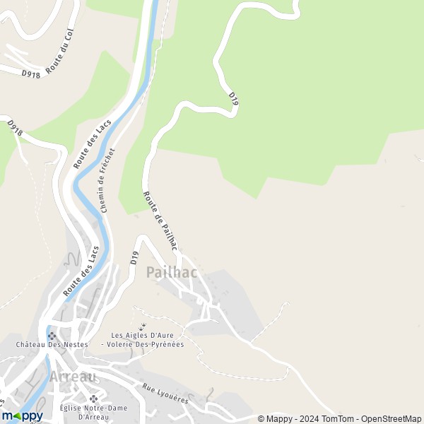 La carte pour la ville de Pailhac 65240