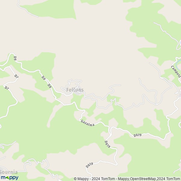 La carte pour la ville de Felluns 66730