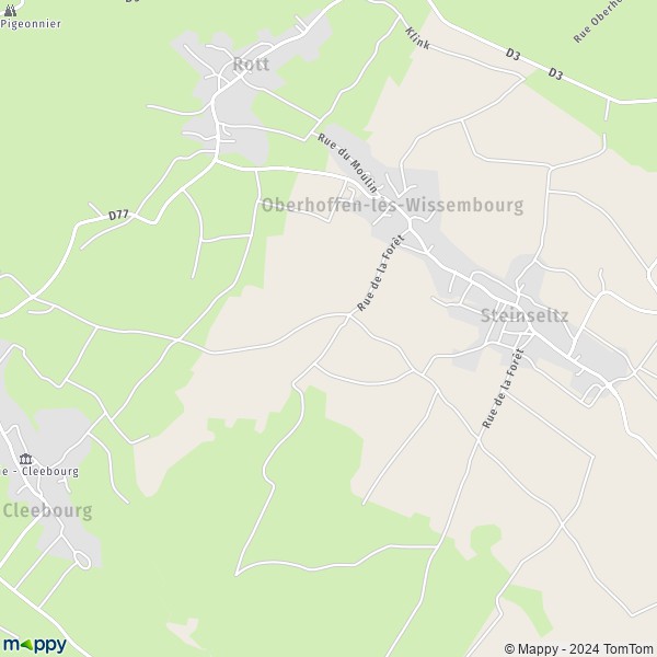 La carte pour la ville de Oberhoffen-lès-Wissembourg 67160