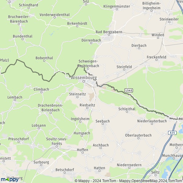 La carte pour la ville de Wissembourg 67160