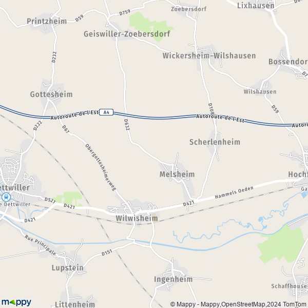 La carte pour la ville de Melsheim 67270
