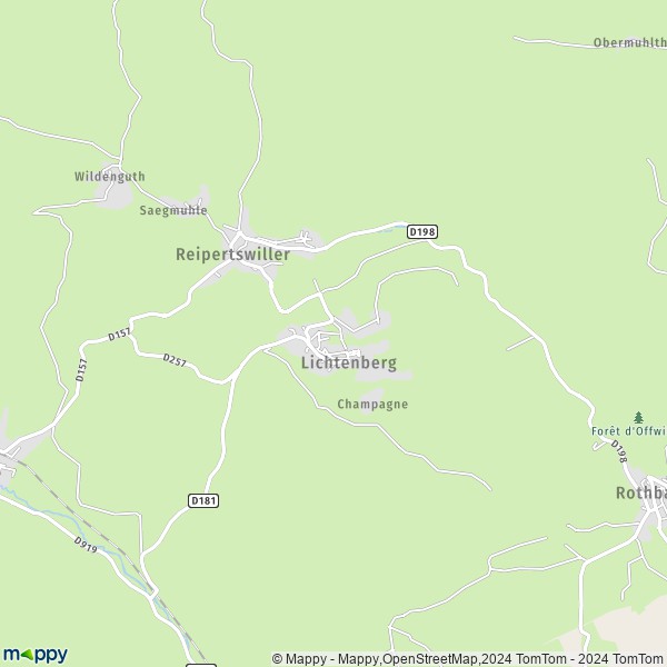 La carte pour la ville de Lichtenberg 67340