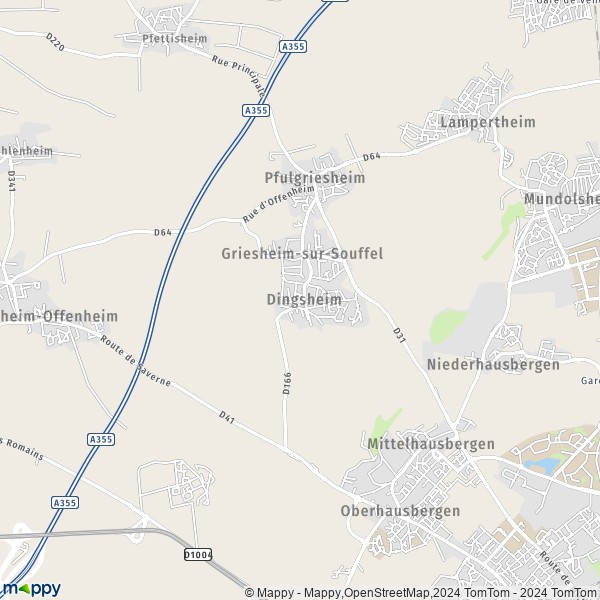 La carte pour la ville de Griesheim-sur-Souffel 67370