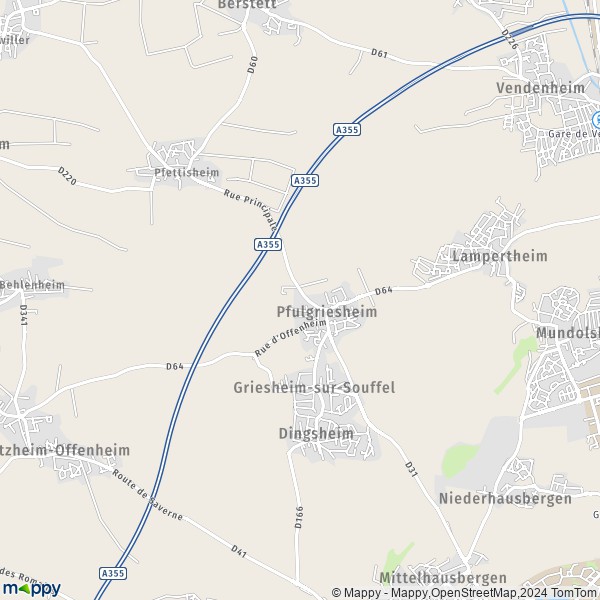 La carte pour la ville de Pfulgriesheim 67370