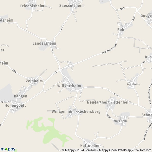 La carte pour la ville de Willgottheim 67370