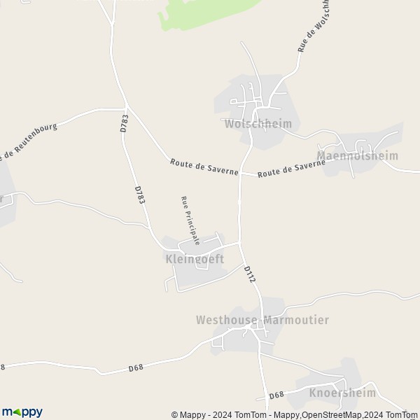 La carte pour la ville de Kleingoeft 67440