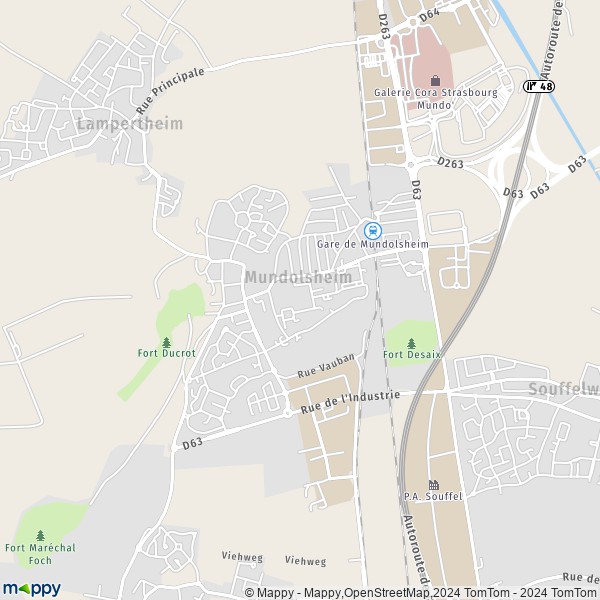 La carte pour la ville de Mundolsheim 67450