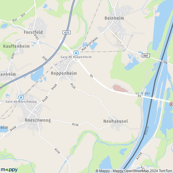 La carte pour la ville de Roppenheim 67480