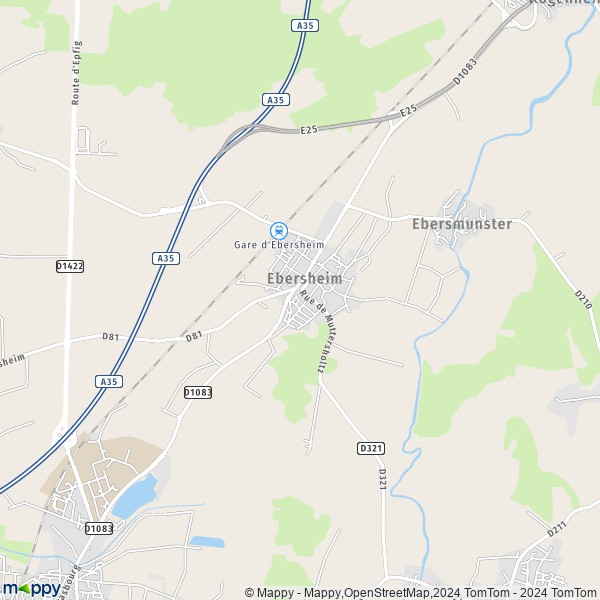 La carte pour la ville de Ebersheim 67600
