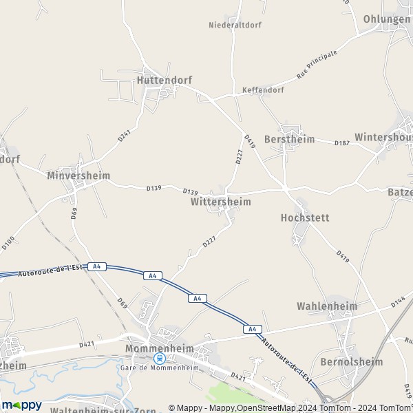 La carte pour la ville de Wittersheim 67670