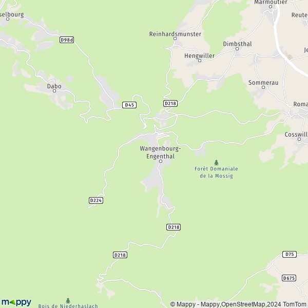 La carte pour la ville de Wangenbourg-Engenthal 67710
