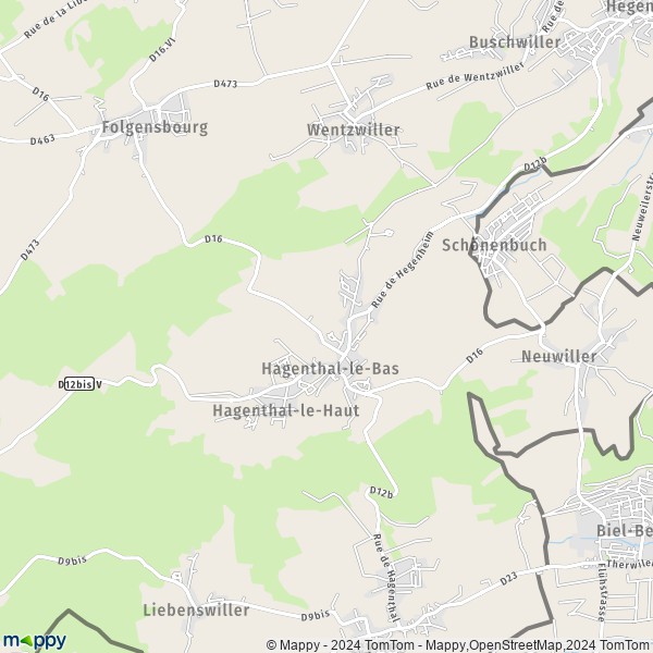 La carte pour la ville de Hagenthal-le-Bas 68220