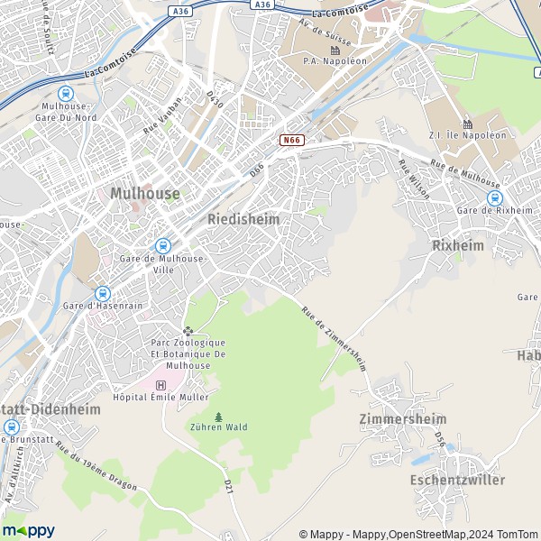La carte pour la ville de Riedisheim 68400
