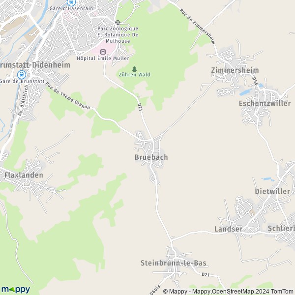 La carte pour la ville de Bruebach 68440