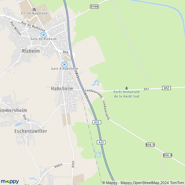 La carte pour la ville de Habsheim 68440