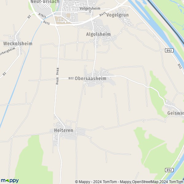 La carte pour la ville de Obersaasheim 68600