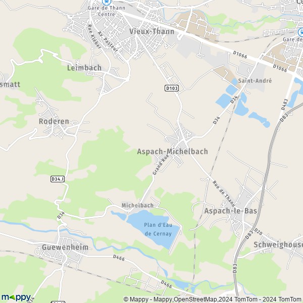 La carte pour la ville de Aspach-Michelbach 68700