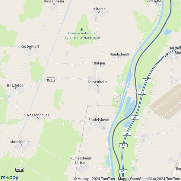 La carte pour la ville de Fessenheim 68740