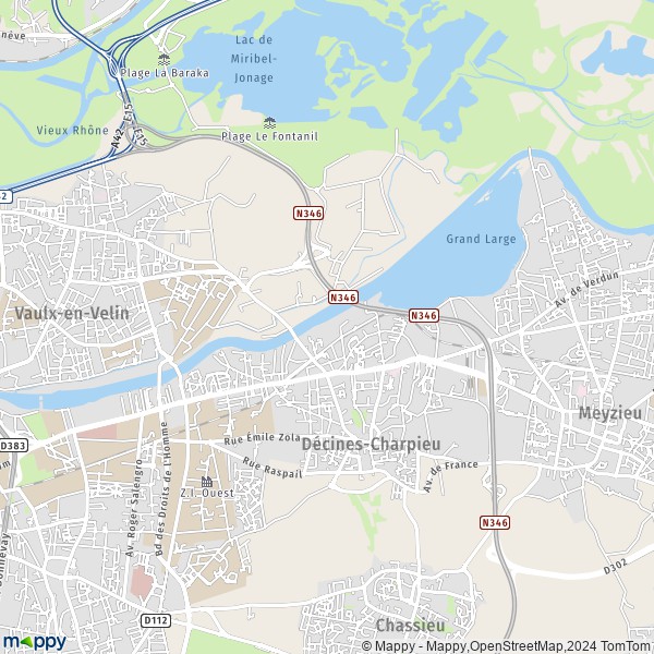La carte pour la ville de Décines-Charpieu 69150
