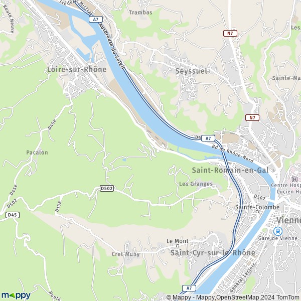 La carte pour la ville de Saint-Romain-en-Gal 69560