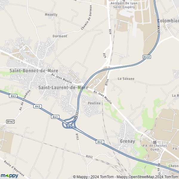 La carte pour la ville de Saint-Laurent-de-Mure 69720