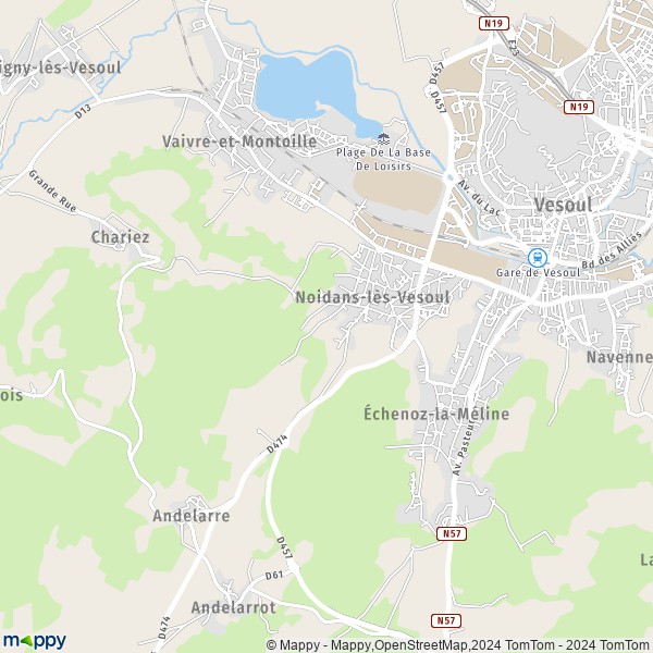 La carte pour la ville de Noidans-lès-Vesoul 70000