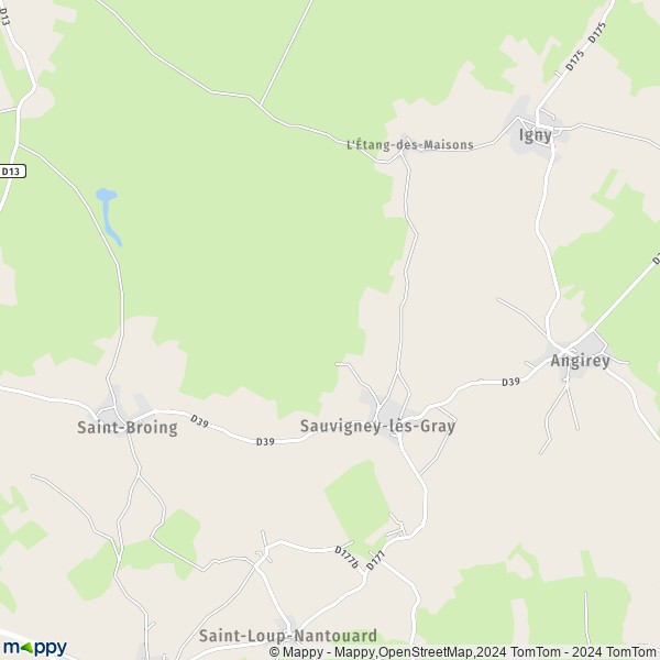 La carte pour la ville de Sauvigney-lès-Gray 70100