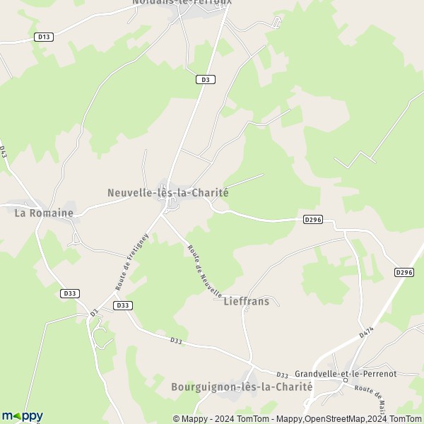 La carte pour la ville de Neuvelle-lès-la-Charité 70130