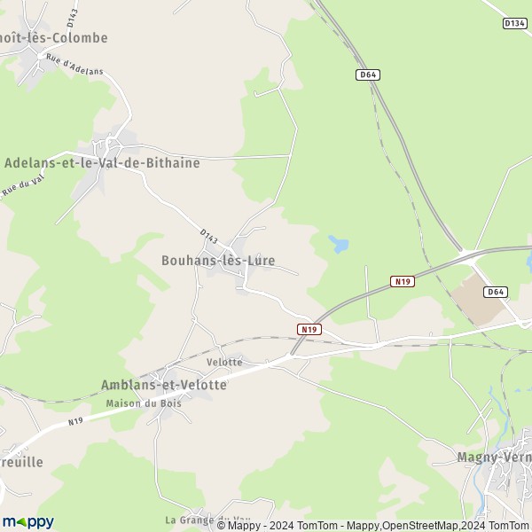 La carte pour la ville de Bouhans-lès-Lure 70200