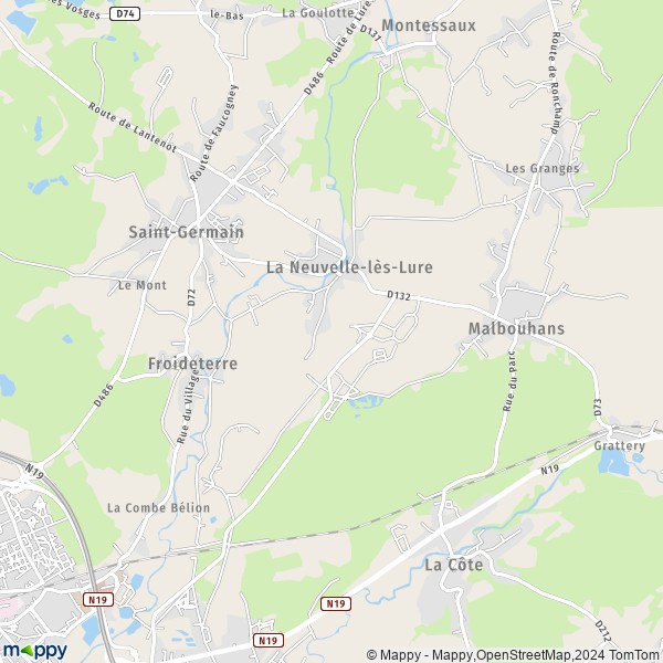 La carte pour la ville de La Neuvelle-lès-Lure 70200